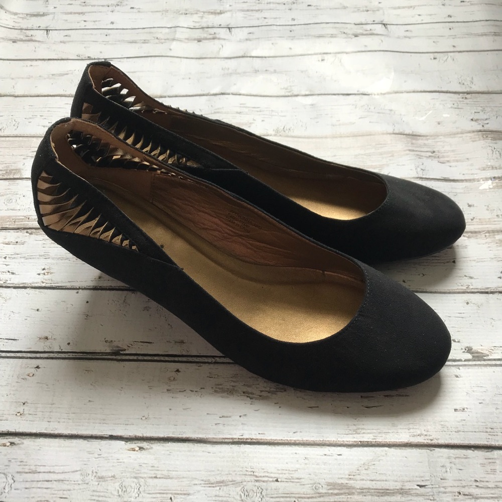 Black Wedge Heeled Shoes -Size 10
